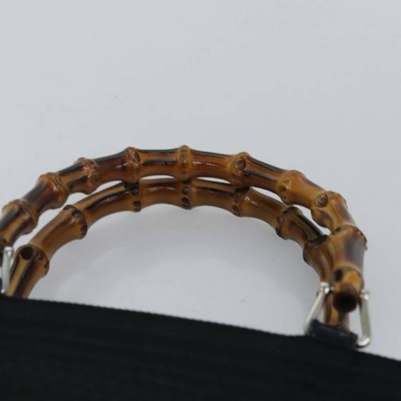 GUCCI Bamboo Hand Bag Canvas Black 002 1998 0441 Auth ep4202 - Picture 8 of 16